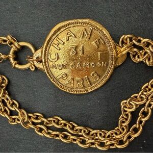 CHANEL Gold Coin Medallion with unbranded Chain bracelet